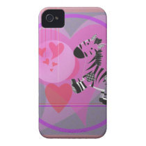 Zebra with Hearts. iPhone 4 Case