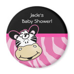 Zebra with Pink Zebra stripes Baby Shower Favor Fridge Magnet