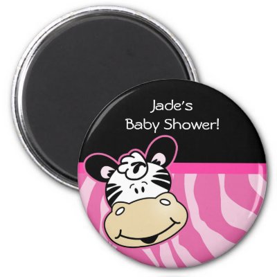 Zebra Baby Room on Zebra With Pink Zebra Stripes Baby Shower Favor Fridge Magnet