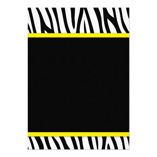 Zebra Yellow Printed Bow Baby Shower Invitations