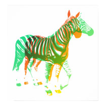 Zebras - Green & Orange posters