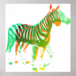 Zebras - Green & Orange Posters