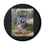 round_magnet - From an oil painting by Brenda Thour of a small group of zebras in their homeland, Africa. Photo reference from Dr. Thomas Trainer.: Sizes  Available colors: 0