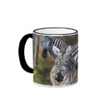ringer_mug - From an oil painting by Brenda Thour of a small group of zebras in their homeland, Africa. Photo reference from Dr. Thomas Trainer.: Sizes  Available colors: black