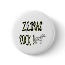 Zebras Rock! Button by TShirtDotCom Zebras Rock! Button