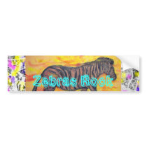 Zebras Rock drip painting Bumper Sticker