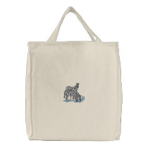 Zebras with Water embroidered bags