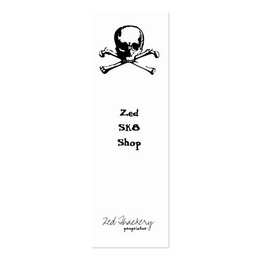 Zed Crossbones Business Card Template (front side)
