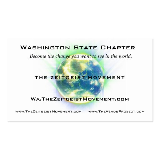 Zeitgeist Movement Globe Business Card