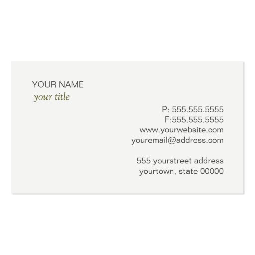 Zen and Natural Healing Arts Business Card (back side)