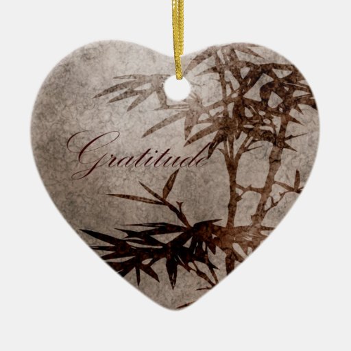 Zen Bamboo Gratitude DoubleSided Heart Ceramic Christmas Ornament Zazzle