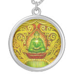 Zen Buddha Meditation Art Round Necklace