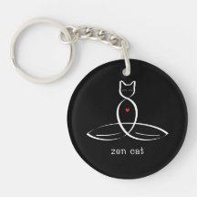 Zen Cat - Fancy style text. Acrylic Key Chain