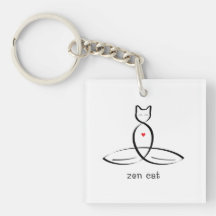 Zen Cat - Fancy style text. Keychain