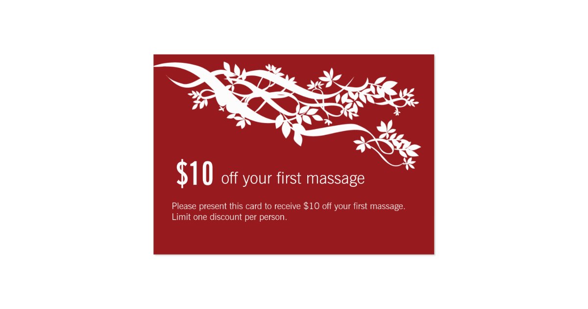 Zen Chic Massage Therapist Coupon Business Card Zazzle