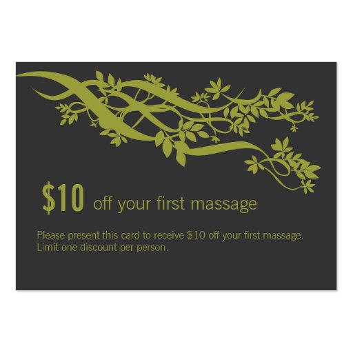 Zen Chic Massage Therapist Coupon Business Card (front side)