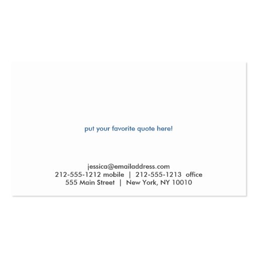 ZEN CIRCLE in WHITE/BLUE Business Card (back side)