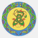 zen dragon ring round sticker