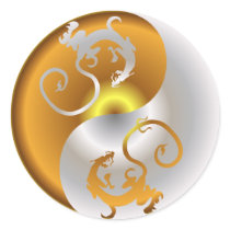 Zen Dragons Round Stickers