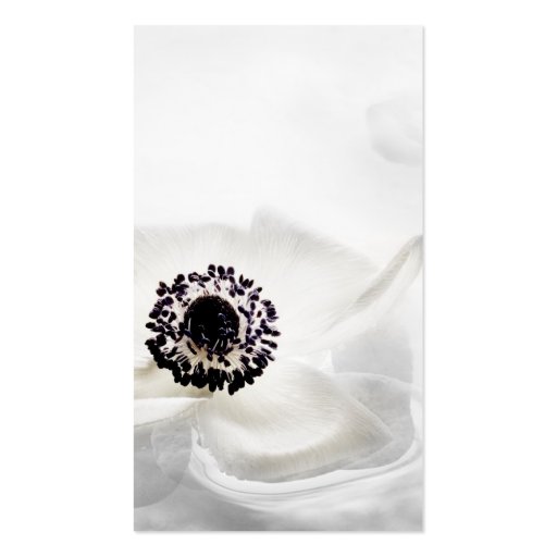 Zen High Key White Anemone on Water Background Cus Business Cards