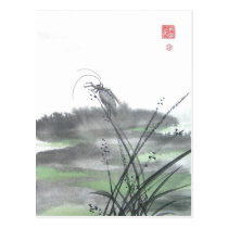 Zen Insect on Grass postcards