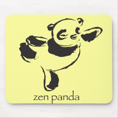 Zen Panda - Black Mousepad by popimage