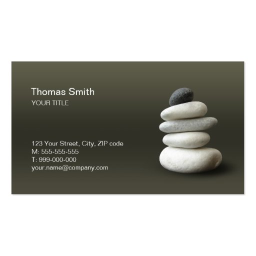 Zen Pebbles Balance business card (front side)