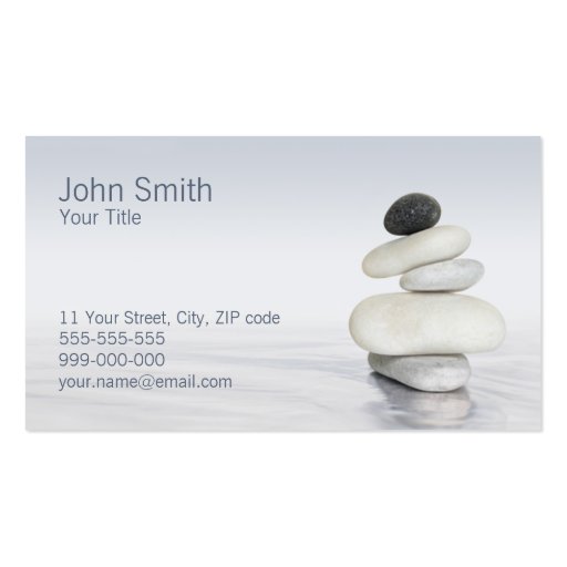 Zen Pebbles business card (front side)