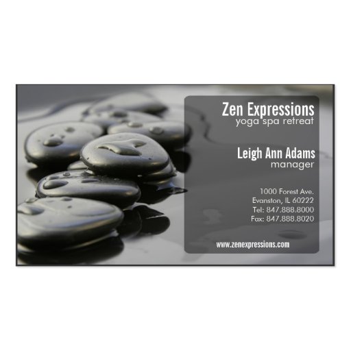 zen rocks yoga business card (front side)
