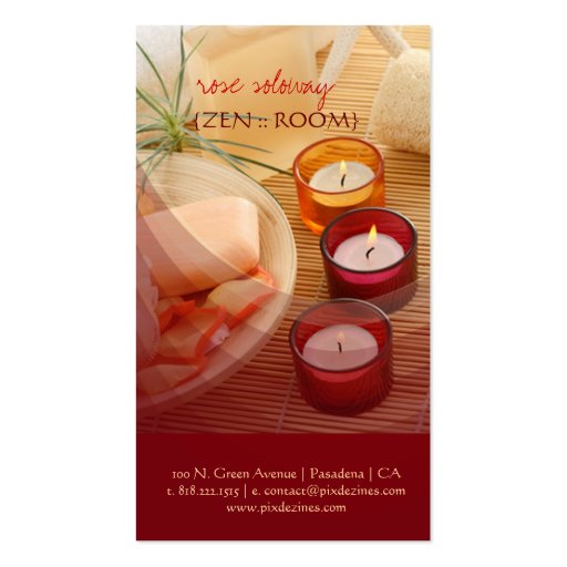 Zen room business cards (back side)