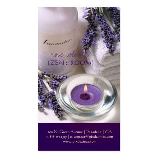 Zen room/Lavender/Violet business cards (back side)