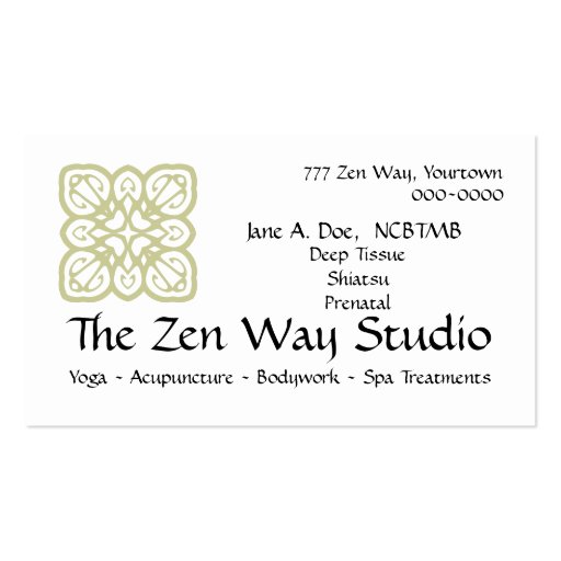 Zen Way Bodywork Card Business Card (front side)