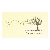 Zen Wind Tree With Leaves Business Card Template