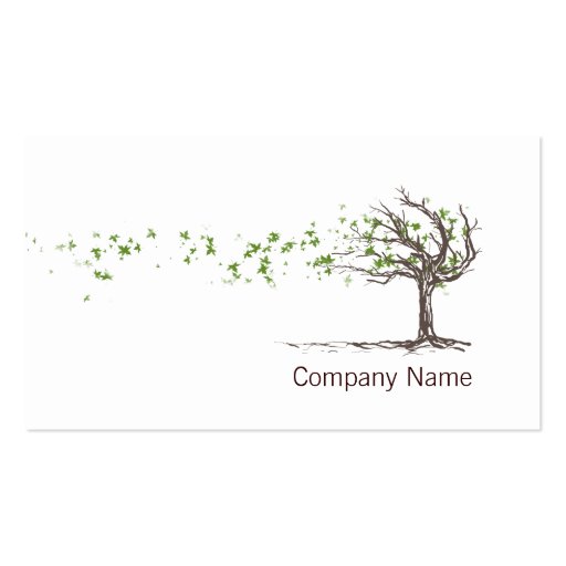 Zen Wind Tree With Leaves Business Card Template (front side)