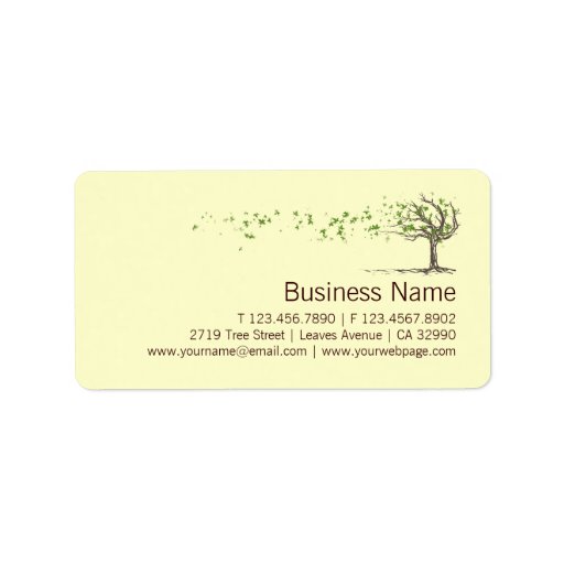 Zen Wind Tree With Leaves Business Labels Stickers : Zazzle