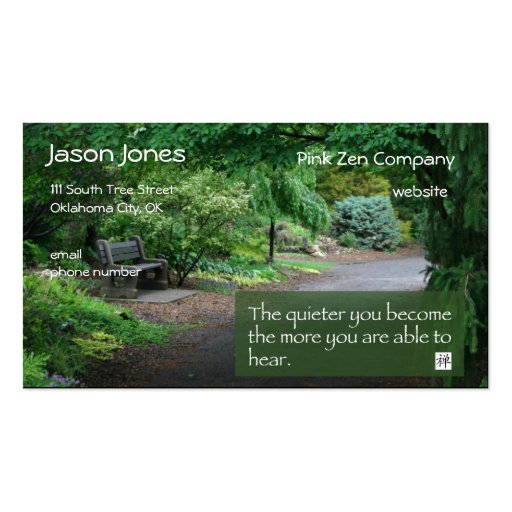 Zen Wisdom business card (front side)