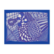 Zentangle blue white drawing, postcards postcard