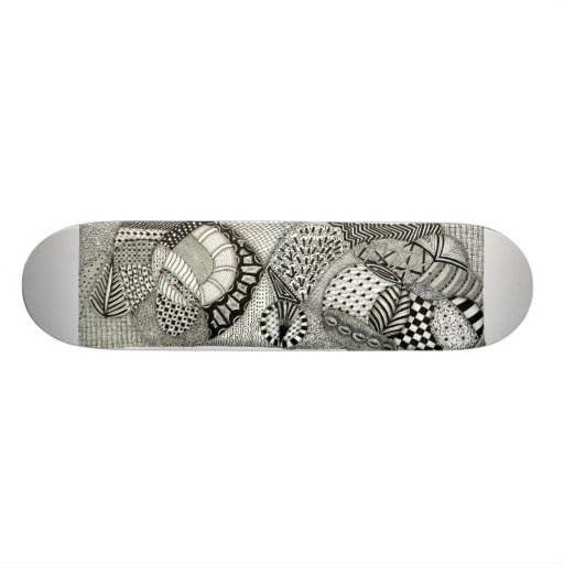 Zentangle Inspired Black and White Skateboard