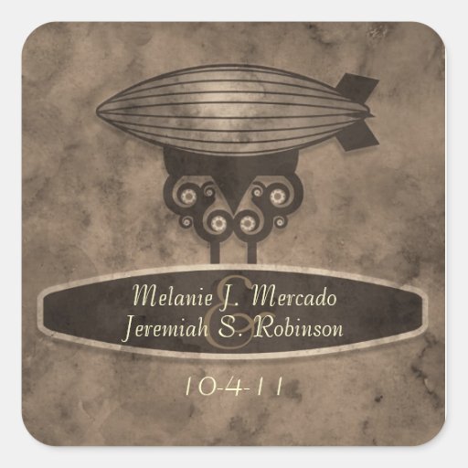 Zeppelin Steampunk Wedding Sticker