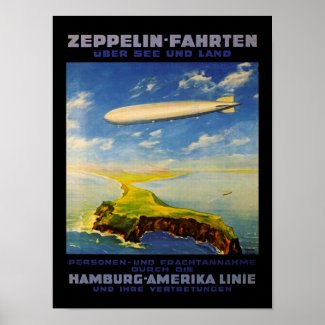 Zeppelin Trips ~ Over Sea and Land print