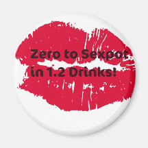 Zero to Sexpot in 1.2 Drinks! Hot Lips print Fridge Magnet