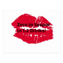 Zero to Sexpot in 1.2 Drinks! Hot Lips print Post Card