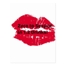 Zero to Sexpot in 1.2 Drinks! Hot Lips print Postcards