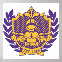 Zeta Zeta Zeta Fraternity Crest - Purple/Gold Posters