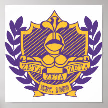 Zeta Zeta Zeta Fraternity Crest - Purple/Gold Posters