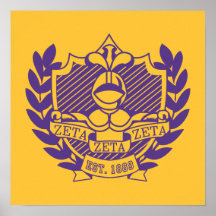 Zeta Zeta Zeta Fraternity Crest - Purple/Gold Print