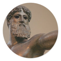 Zeus bronze statue in Athens Greece Round Stickers