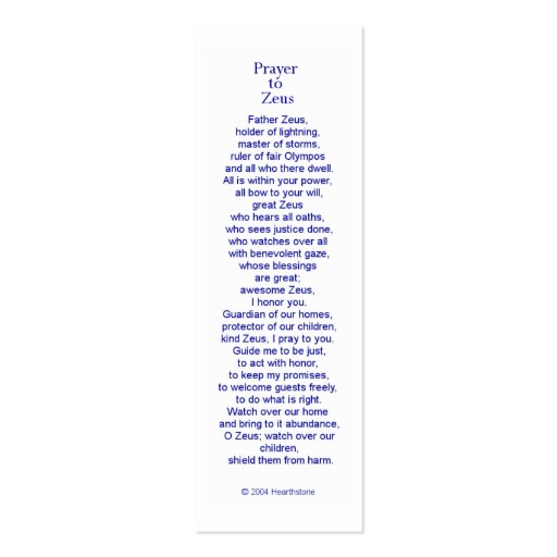 Zeus Prayer Card Business Cards (front side)