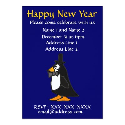 ZF- New Year's Eve Party Invitation Penguin