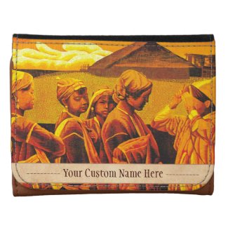 Zhang Xiaochun Dialog In The Dusk chinese art Leather Tri-fold Wallet